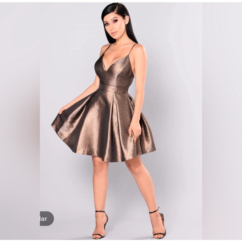 Fashion Nova NWT Steel The Show Metallic Dress